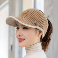 2021 czapki dla kobiet jesień zima sport puste Top czapki damskie dzianiny ciepłe czapka z daszkiem moda Running Golf Sun Hat 3